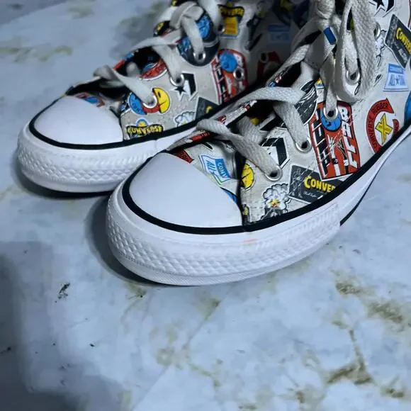 Converse All Star Chuck Taylor Youth Kids Size 4.5 Shoes White Colorful Sneakers - Picture 13 of 13